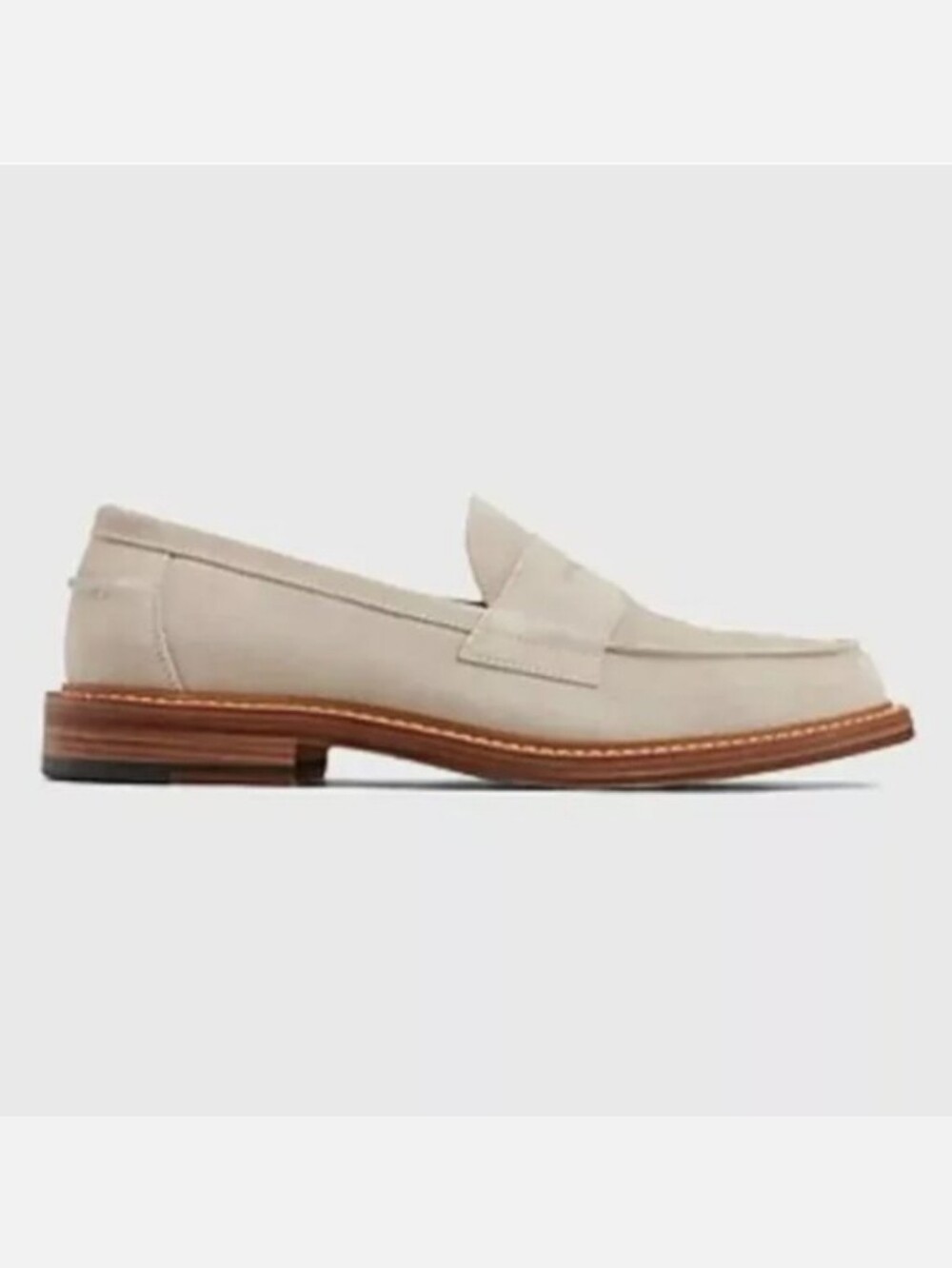 Express Mens Genuine Suede Loafers Classic Preppy Office Size 9 Stone Beige